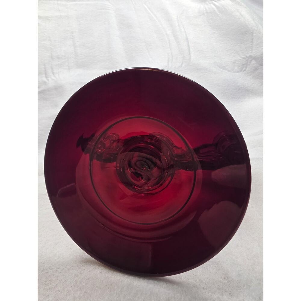 Vintage New Martinsville Glass Moondrops Ruby Red Winged 3 Candlestick Holder - Picture 5 of 7